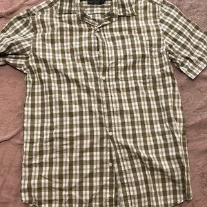 Green button up shirt